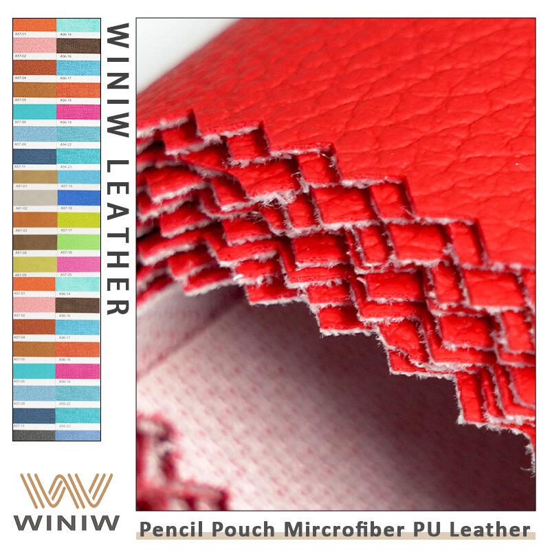 ThisWaterproof Faux Leathermanmaterial boasts exceptional chemical resistance, capable of withstanding the erosion of various chemicals, significantly enhancing the durability and stability of stationery products such as pencil pouches during manufacturing