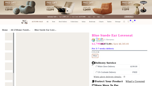 Blue Suede - Ear Loveseat
