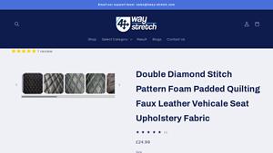 4Way Stretch - Double Diamond Stitch Faux Leather Upholstery Fabric