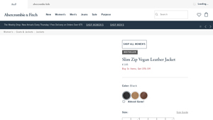 Abercrombie - Women's Slim Zip Vegan Suede Jacket