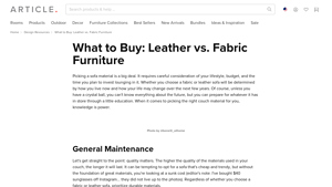 Article - Leather vs. Fabric Furniture