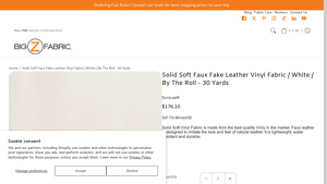 DuroLast - Solid Soft Faux Fake Leather Vinyl Fabric