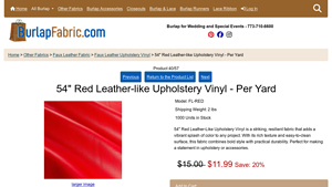 Burlap Fabric - 54 Red Leather-like Upholstery Vinyl