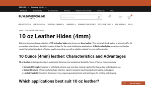 BuyLeatherOnline - 10 oz Leather Hides