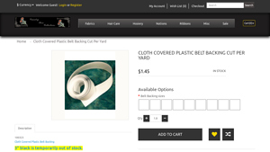 Country Store Fabrics - Cloth Covered Plastic Belt Backing