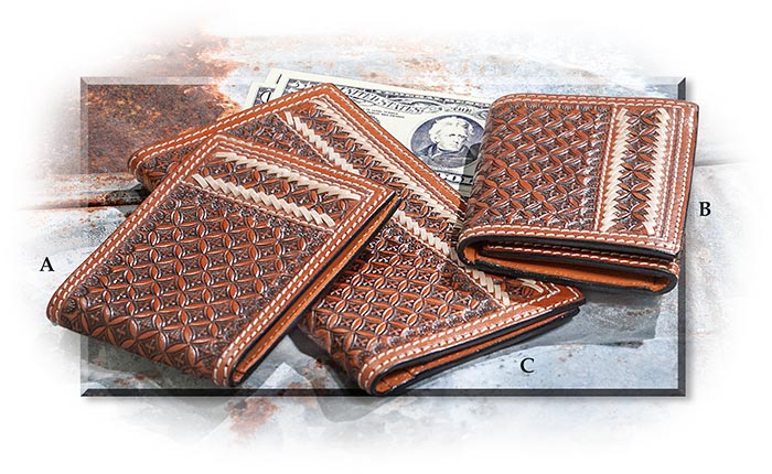 An application scenario or product detail of custom hand tooled leather wallets - Image 2