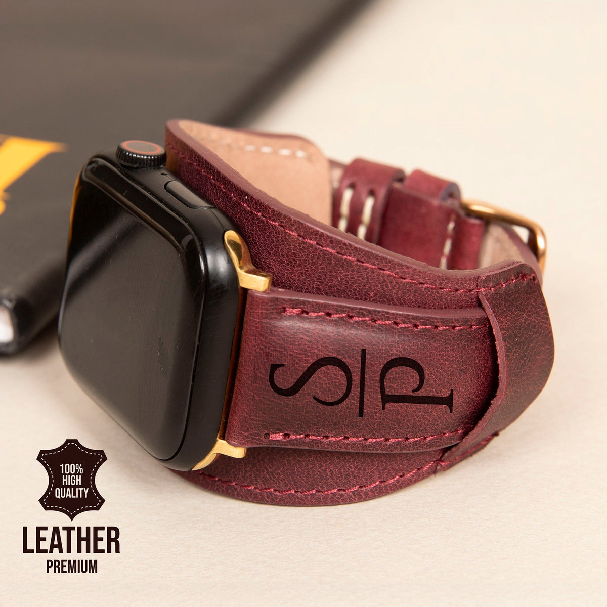 An application scenario or product detail of custom leather apple watch bands - Image 1