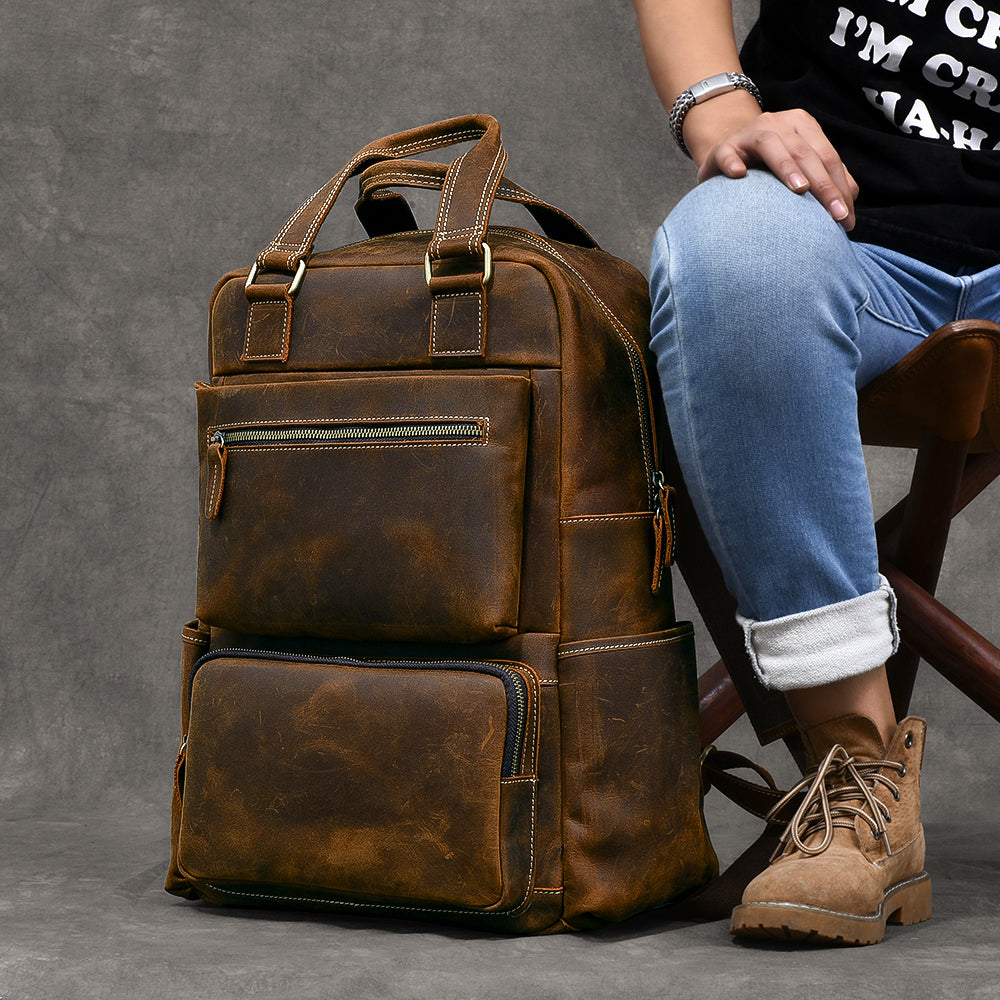 An application scenario or product detail of custom leather backpack - Image 15