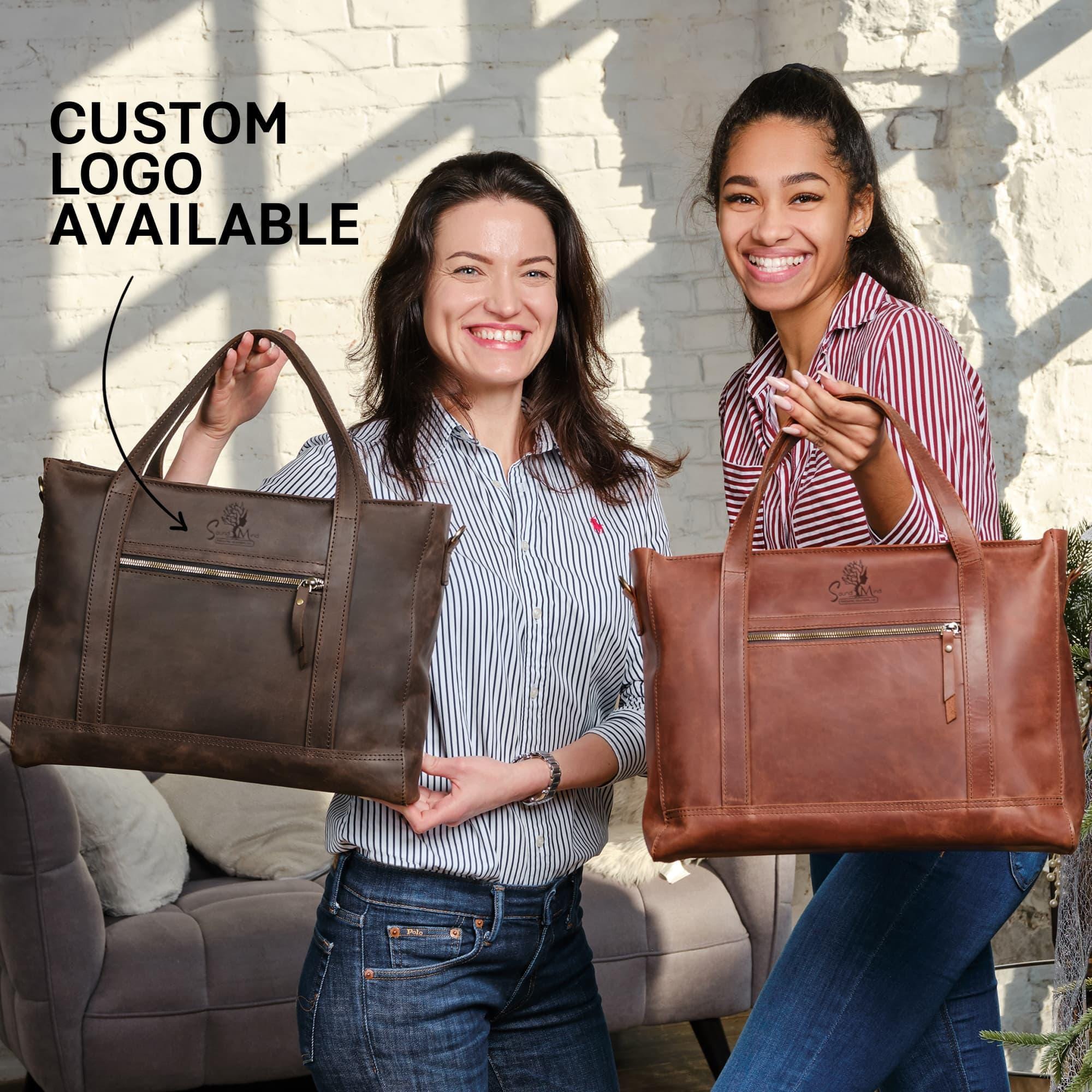 An application scenario or product detail of custom leather bags with logo - Image 2