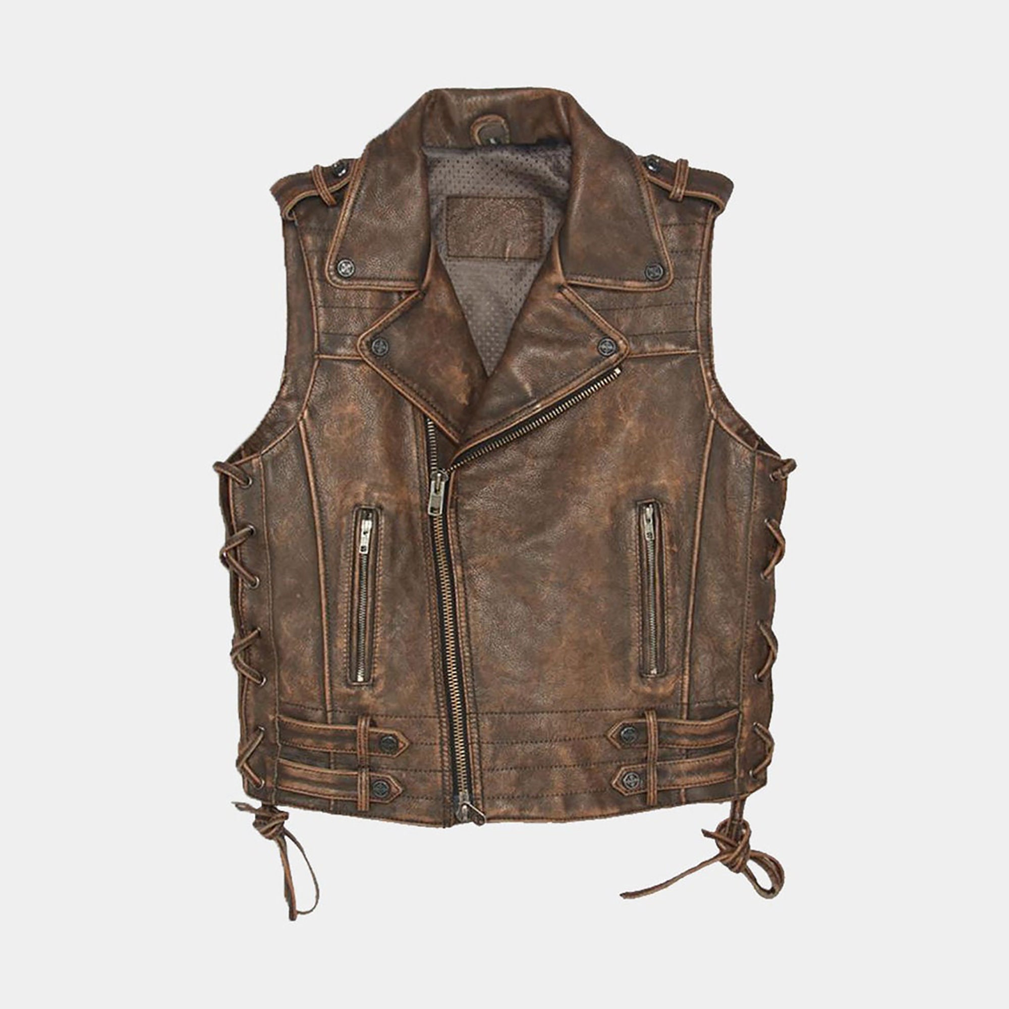 An application scenario or product detail of custom leather biker vest - Image 12