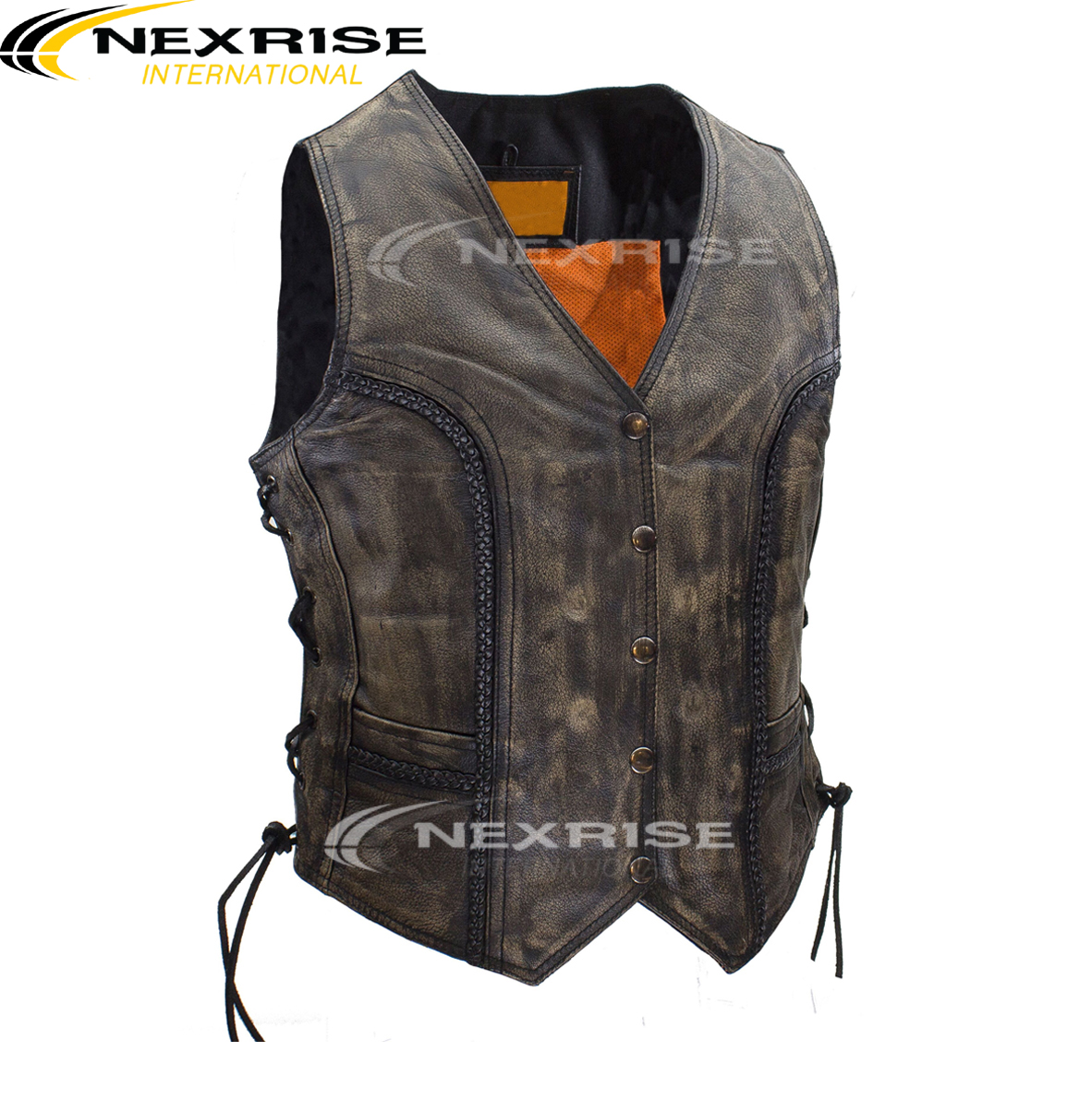 An application scenario or product detail of custom leather biker vest - Image 17