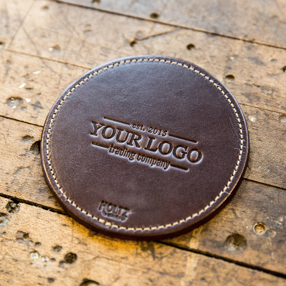 An application scenario or product detail of custom leather coasters - Image 1