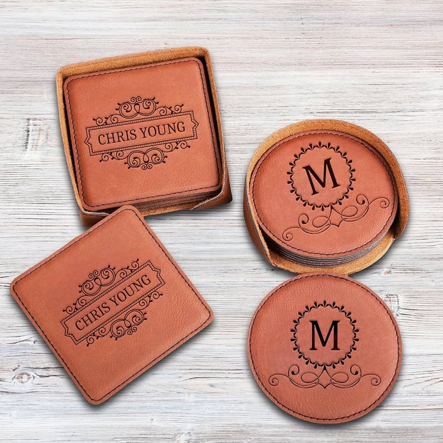 An application scenario or product detail of custom leather coasters - Image 11