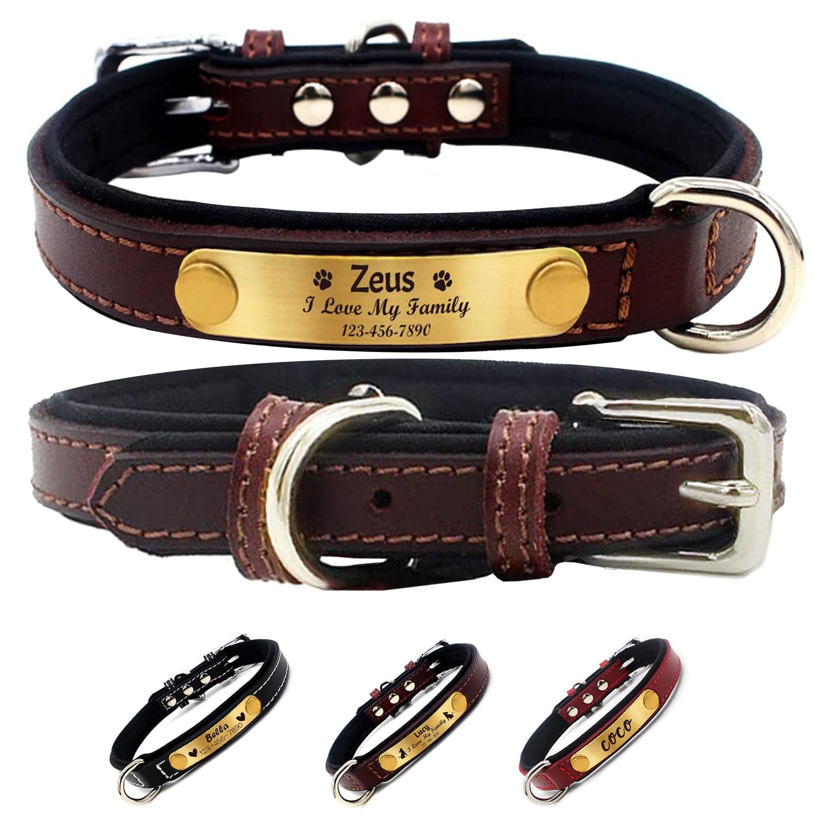 An application scenario or product detail of custom leather dog collars with name - Image 2