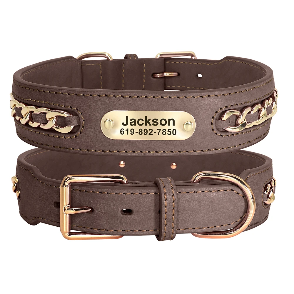 An application scenario or product detail of custom leather dog collars with name - Image 16