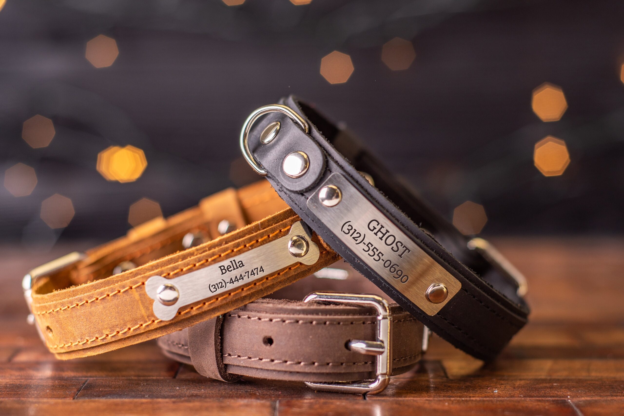 An application scenario or product detail of custom leather dog collars with name - Image 17