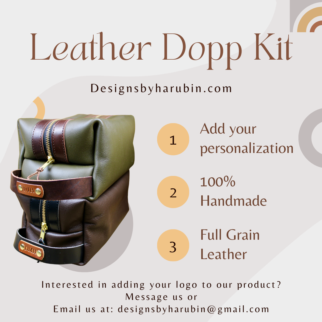 An application scenario or product detail of custom leather dopp kit - Image 17