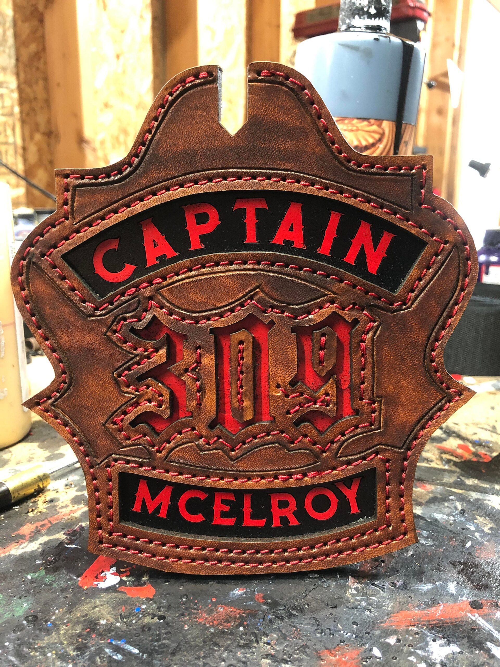 An application scenario or product detail of custom leather fire helmet shields - Image 5