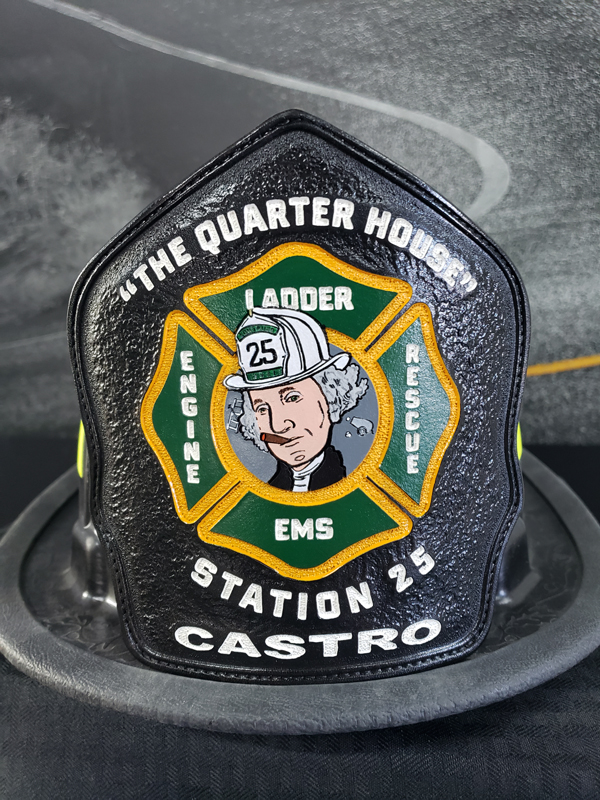 An application scenario or product detail of custom leather fire helmet shields - Image 9