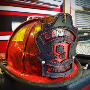 Featured image for the custom leather fire helmet shields guide
