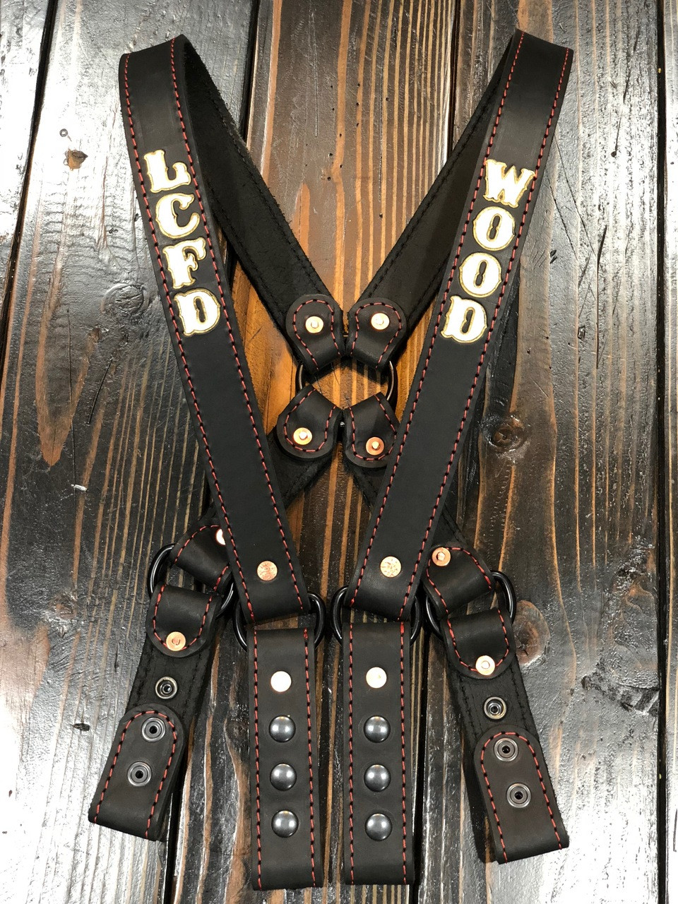 An application scenario or product detail of custom leather fire suspenders - Image 13