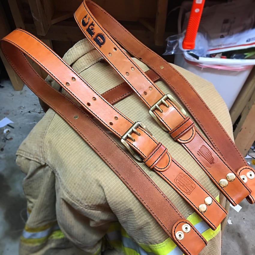 An application scenario or product detail of custom leather fire suspenders - Image 17