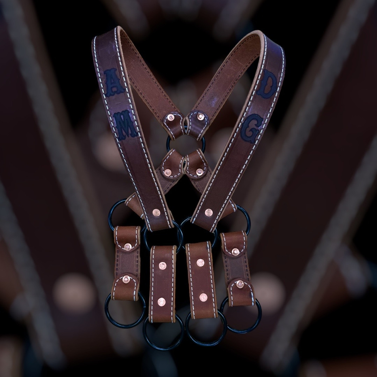 An application scenario or product detail of custom leather firefighter suspenders - Image 5