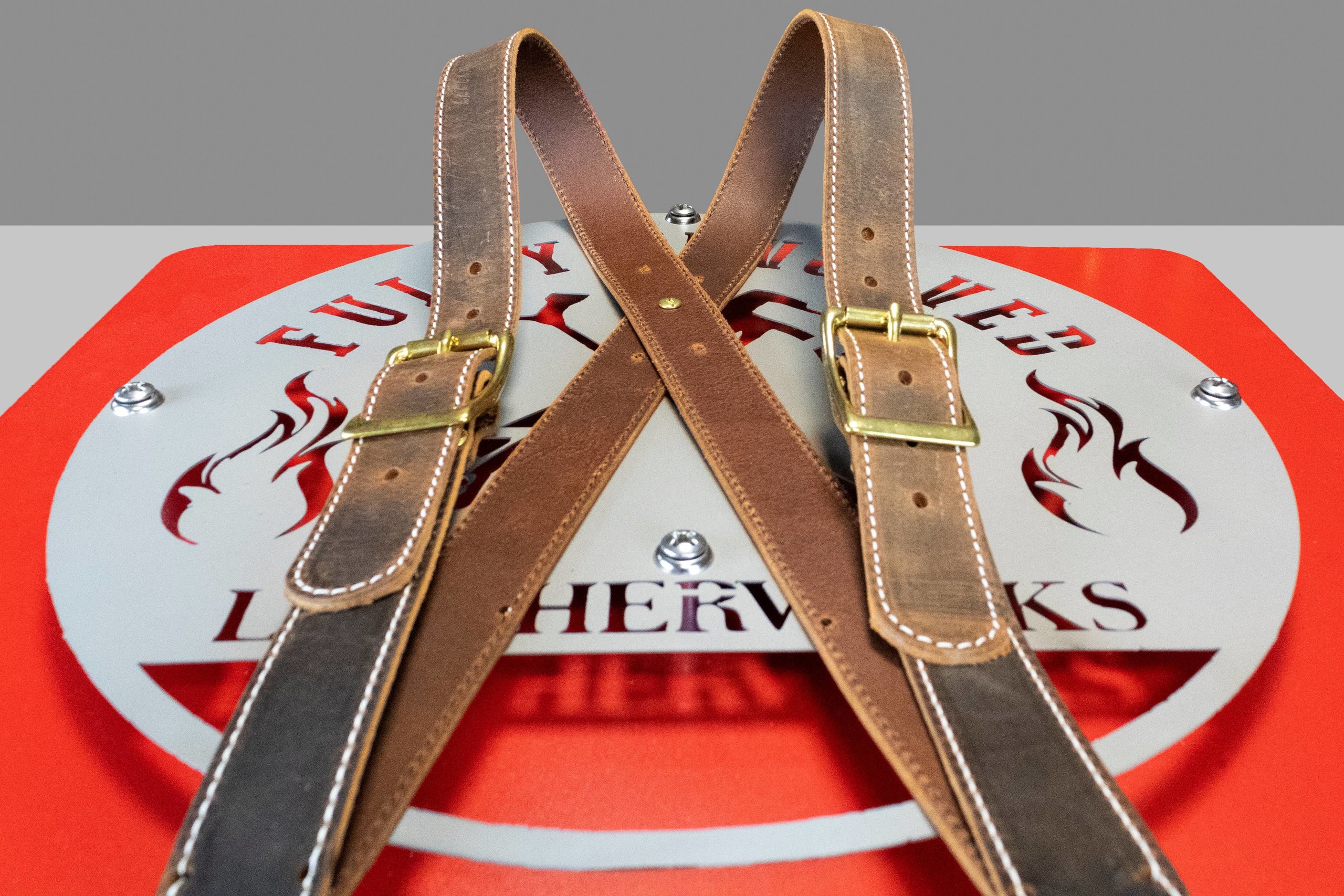 An application scenario or product detail of custom leather firefighter suspenders - Image 16
