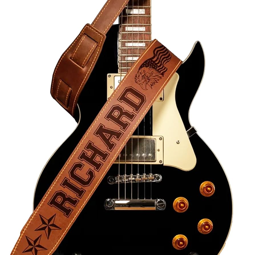 An application scenario or product detail of custom leather guitar straps - Image 3