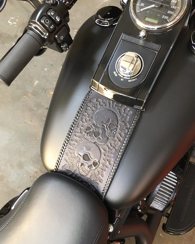 An application scenario or product detail of custom leather harley tank bibs - Image 11