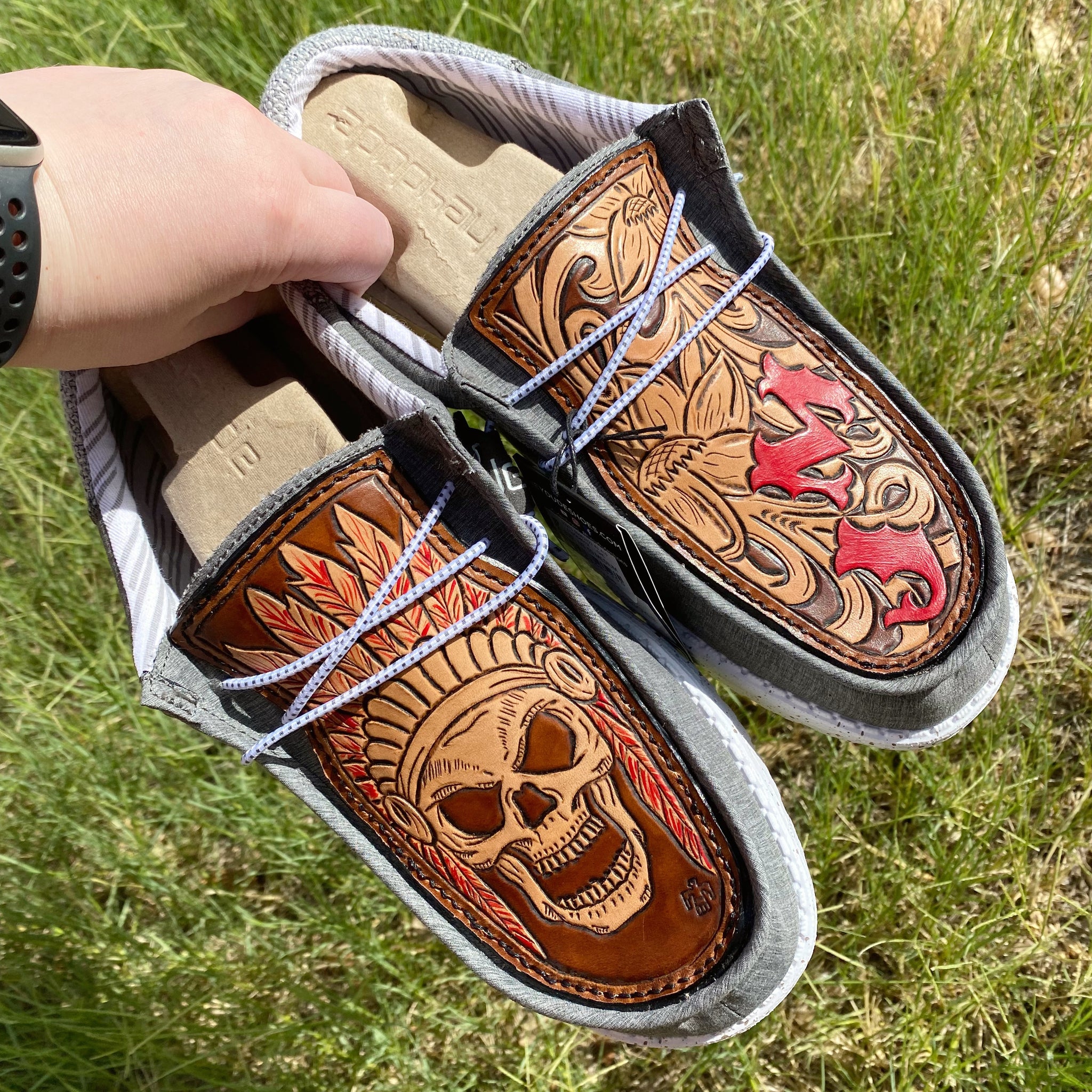 An application scenario or product detail of custom leather hey dudes - Image 12