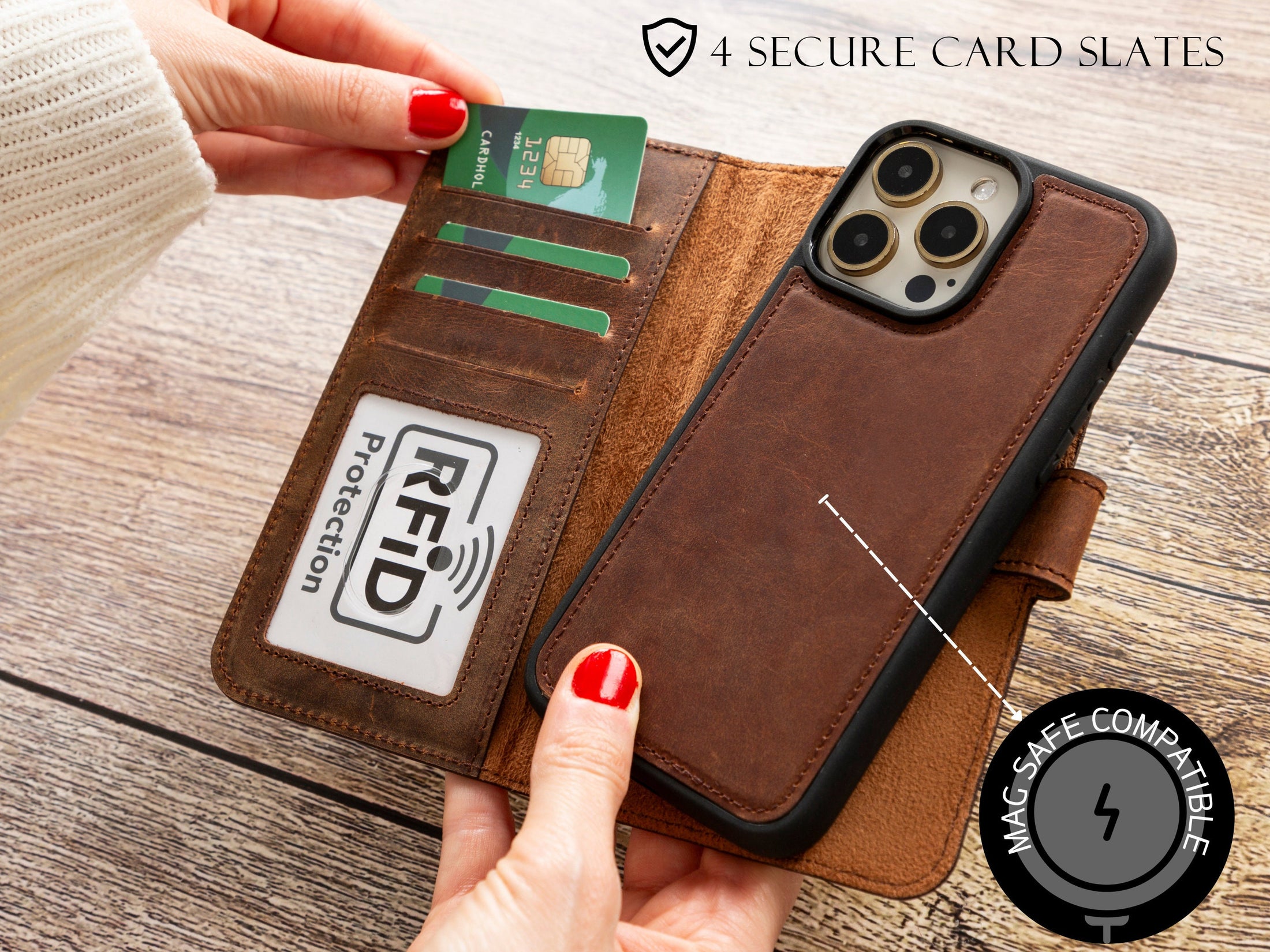 An application scenario or product detail of custom leather iphone case - Image 12