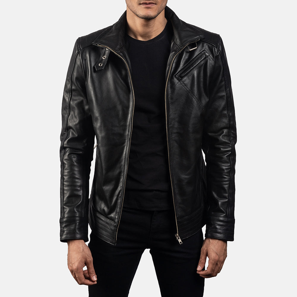 An application scenario or product detail of custom leather jacket mens - Image 19