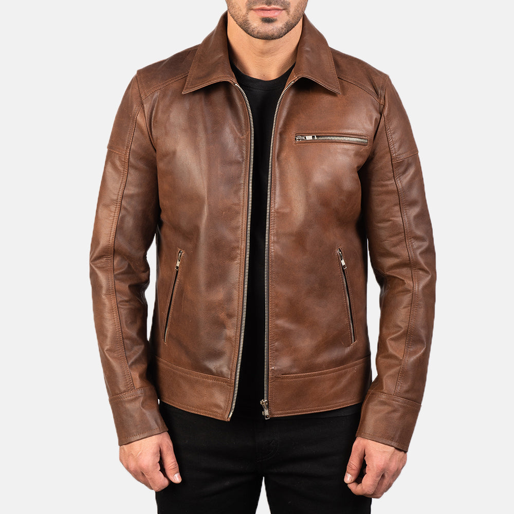 An application scenario or product detail of custom leather jacket mens - Image 20