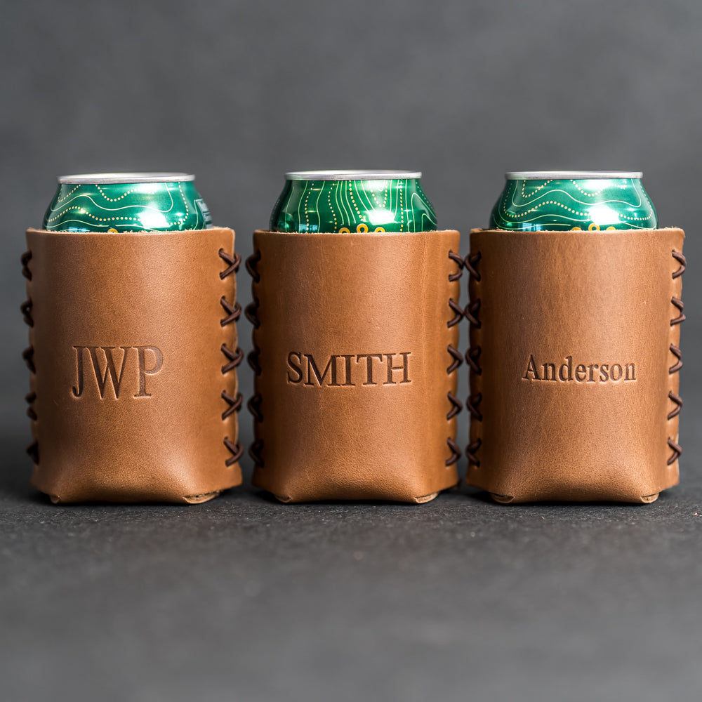 An application scenario or product detail of custom leather koozie - Image 1