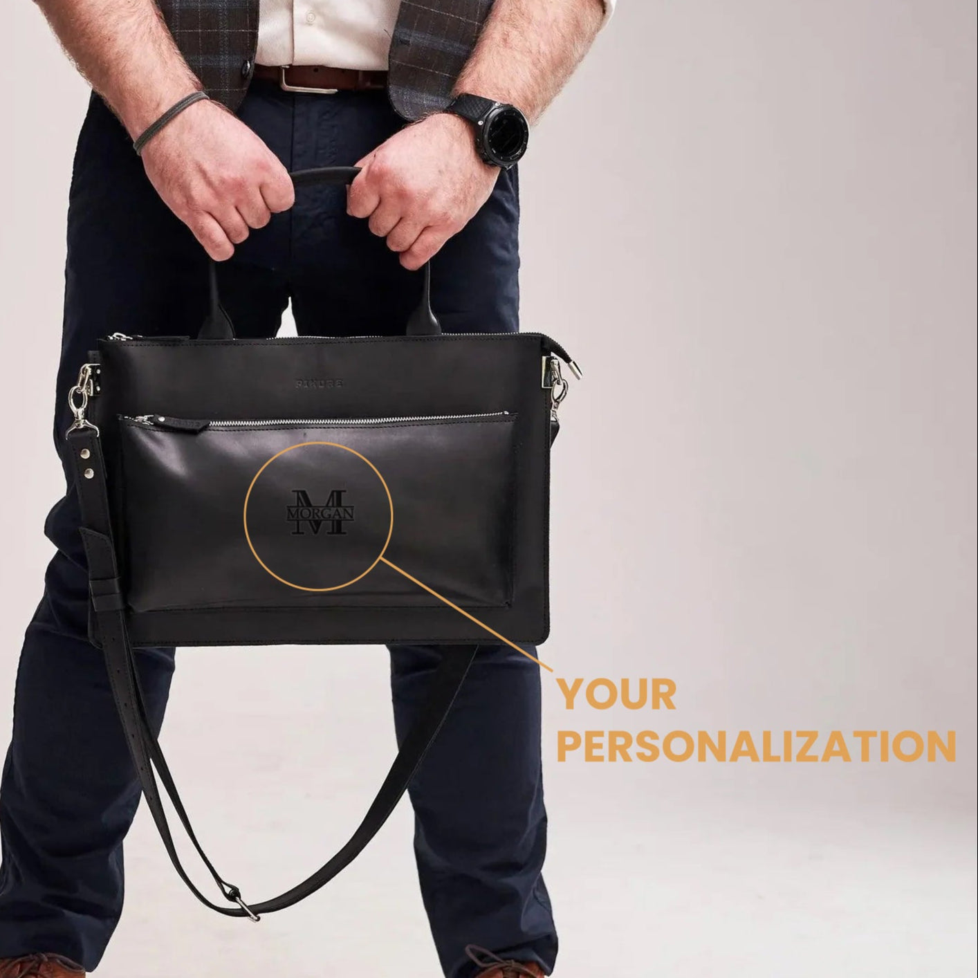 An application scenario or product detail of custom leather laptop bag - Image 6