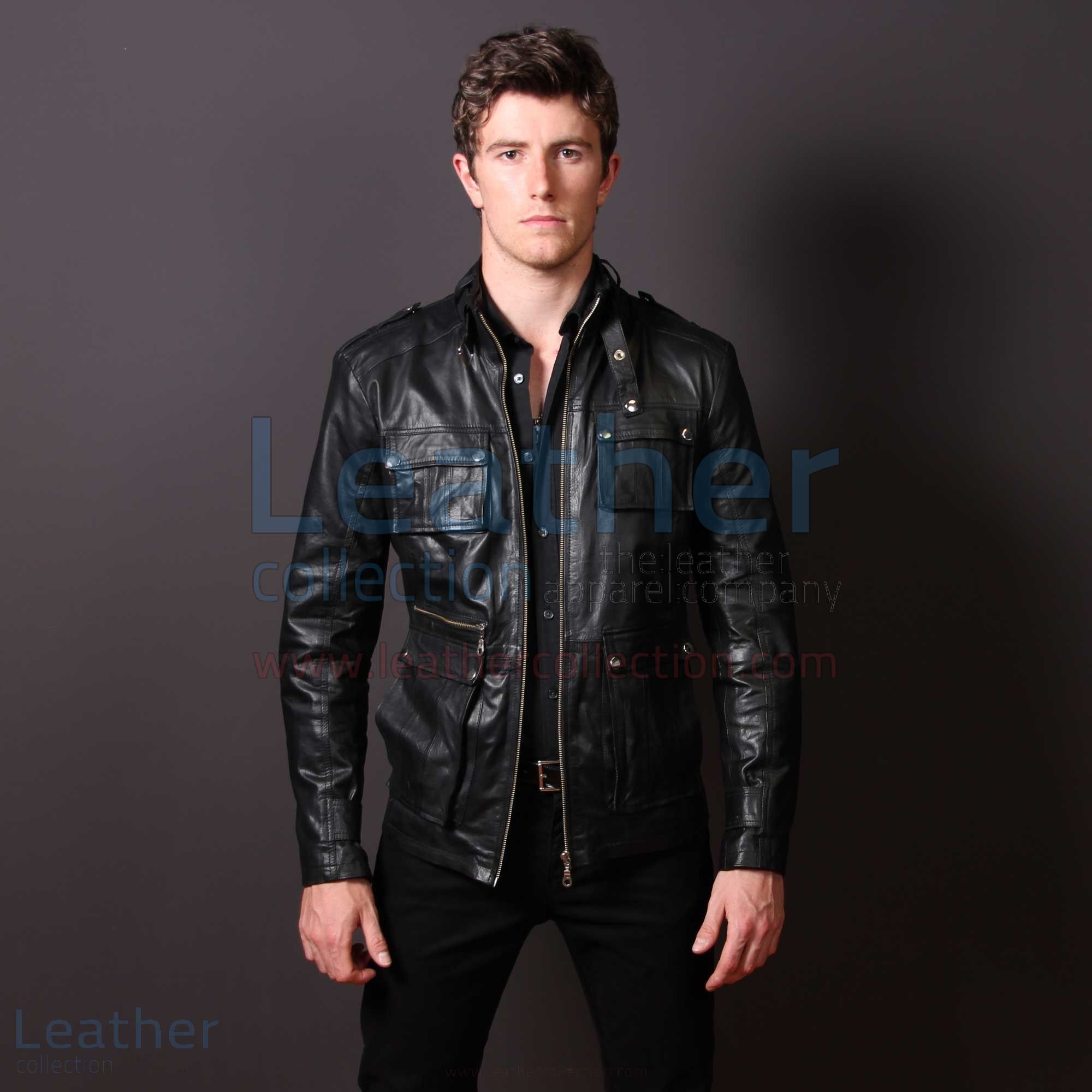 An application scenario or product detail of custom leather man jacket - Image 11