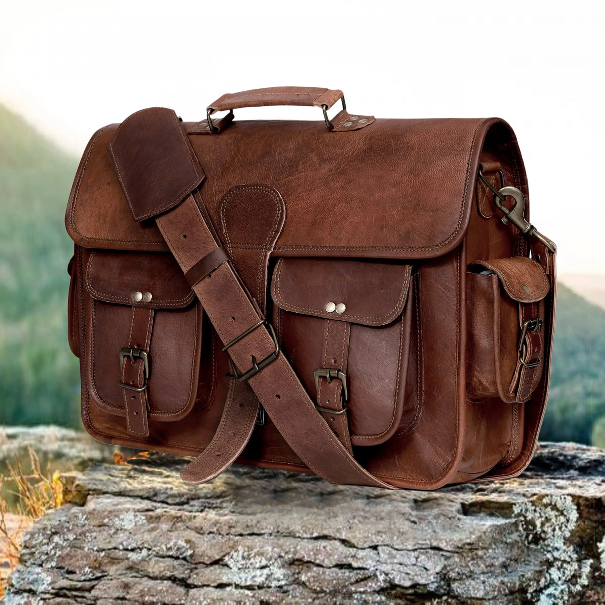 An application scenario or product detail of custom leather messenger bags - Image 2