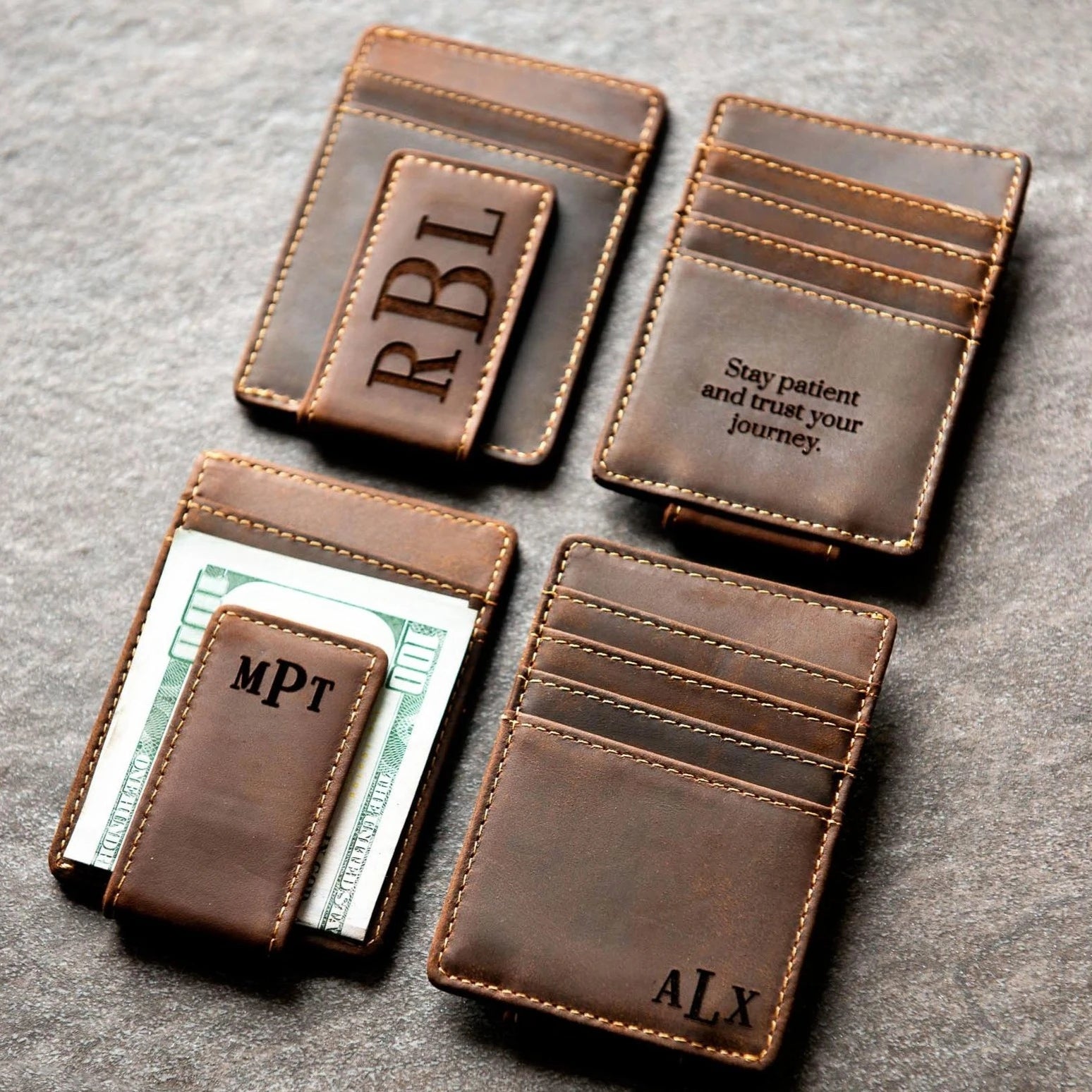 An application scenario or product detail of custom leather money clip wallet - Image 1