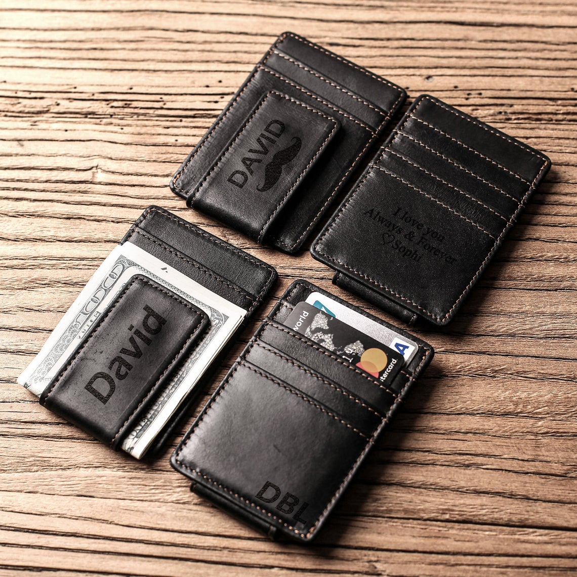 An application scenario or product detail of custom leather money clip wallet - Image 8