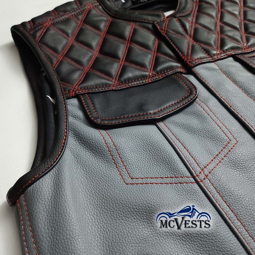 An application scenario or product detail of custom leather motorcycle vest - Image 18