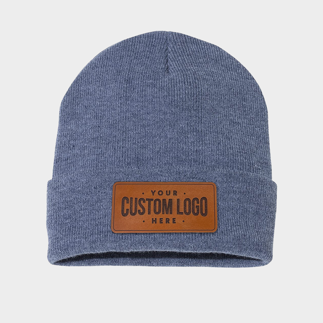 An application scenario or product detail of custom leather patch beanie - Image 12