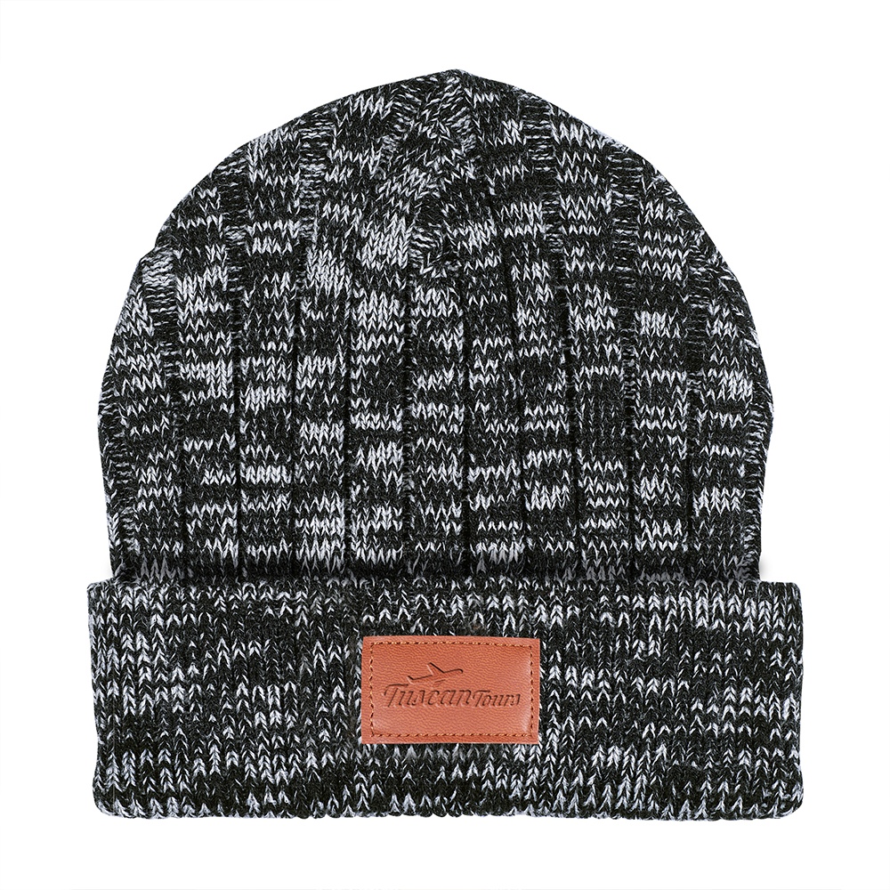 An application scenario or product detail of custom leather patch beanie - Image 14