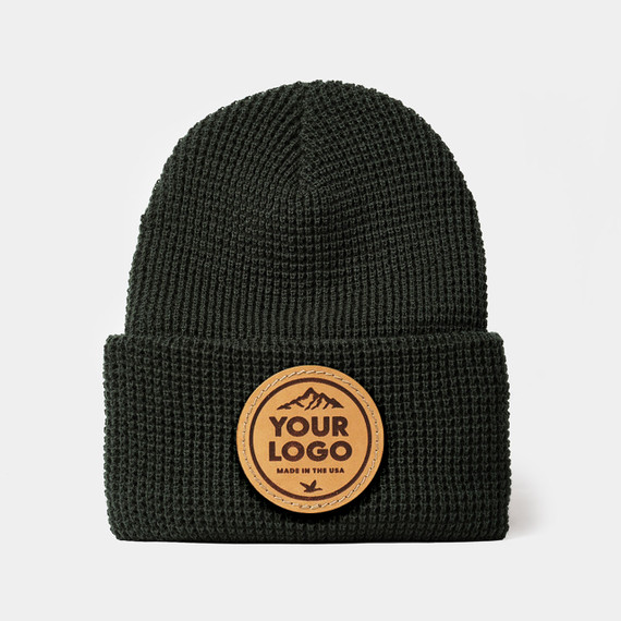 An application scenario or product detail of custom leather patch beanie - Image 16