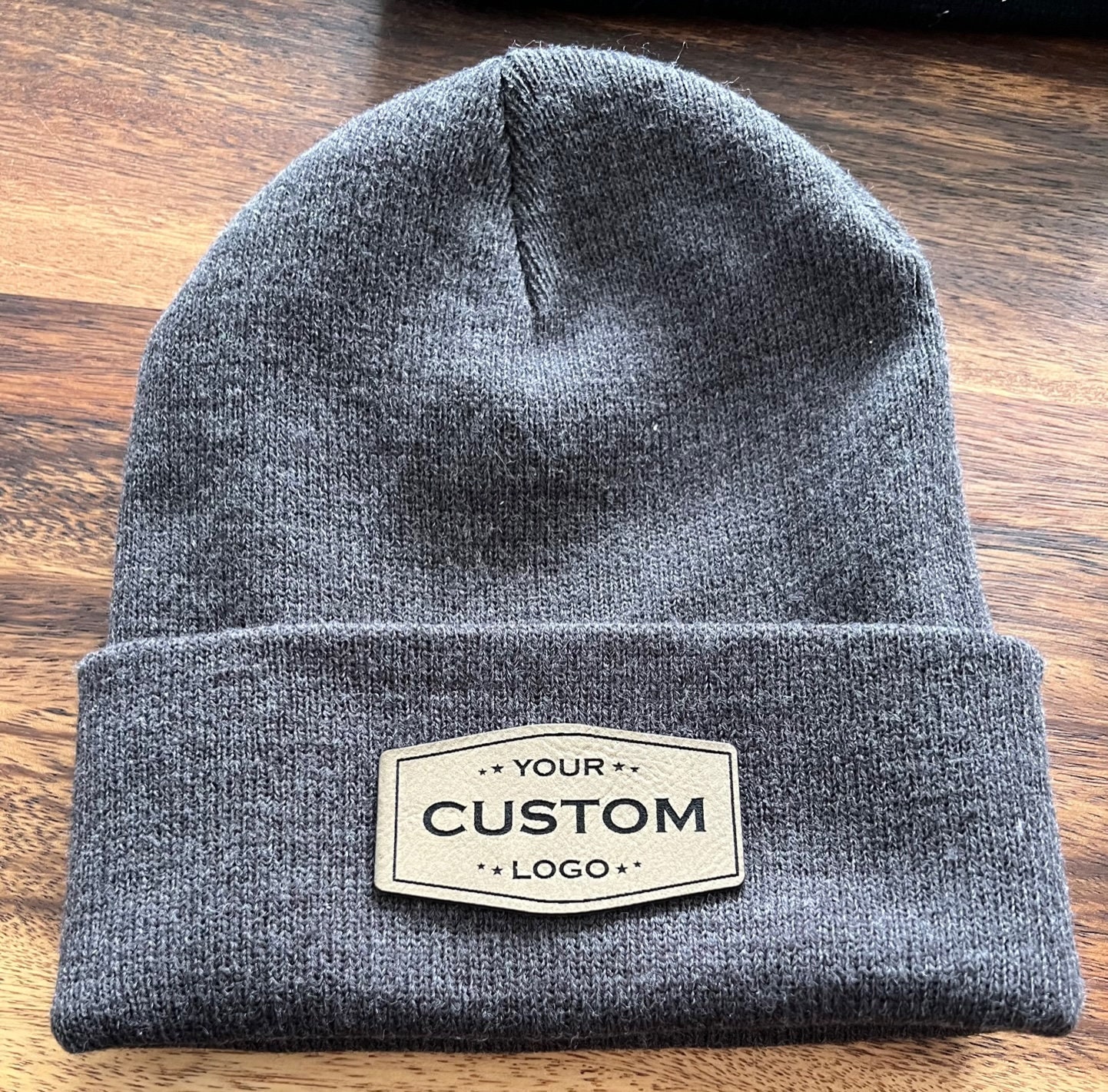 An application scenario or product detail of custom leather patch beanie - Image 17