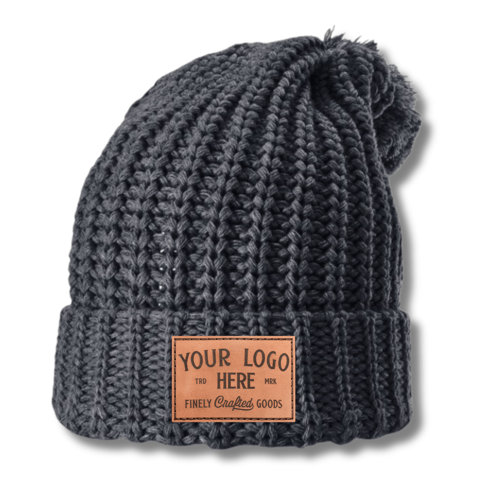 An application scenario or product detail of custom leather patch beanie - Image 19