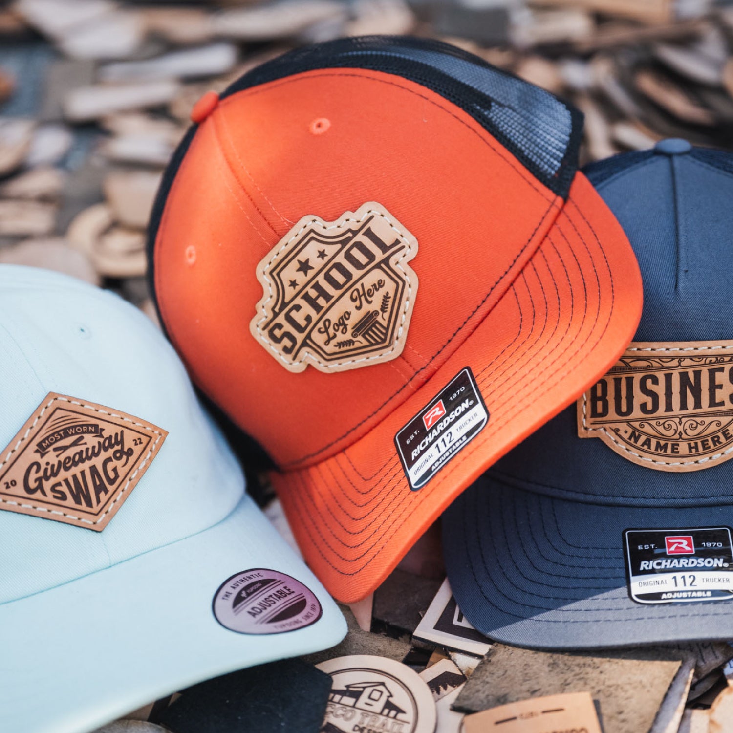 An application scenario or product detail of custom leather patch hats no minimum - Image 2