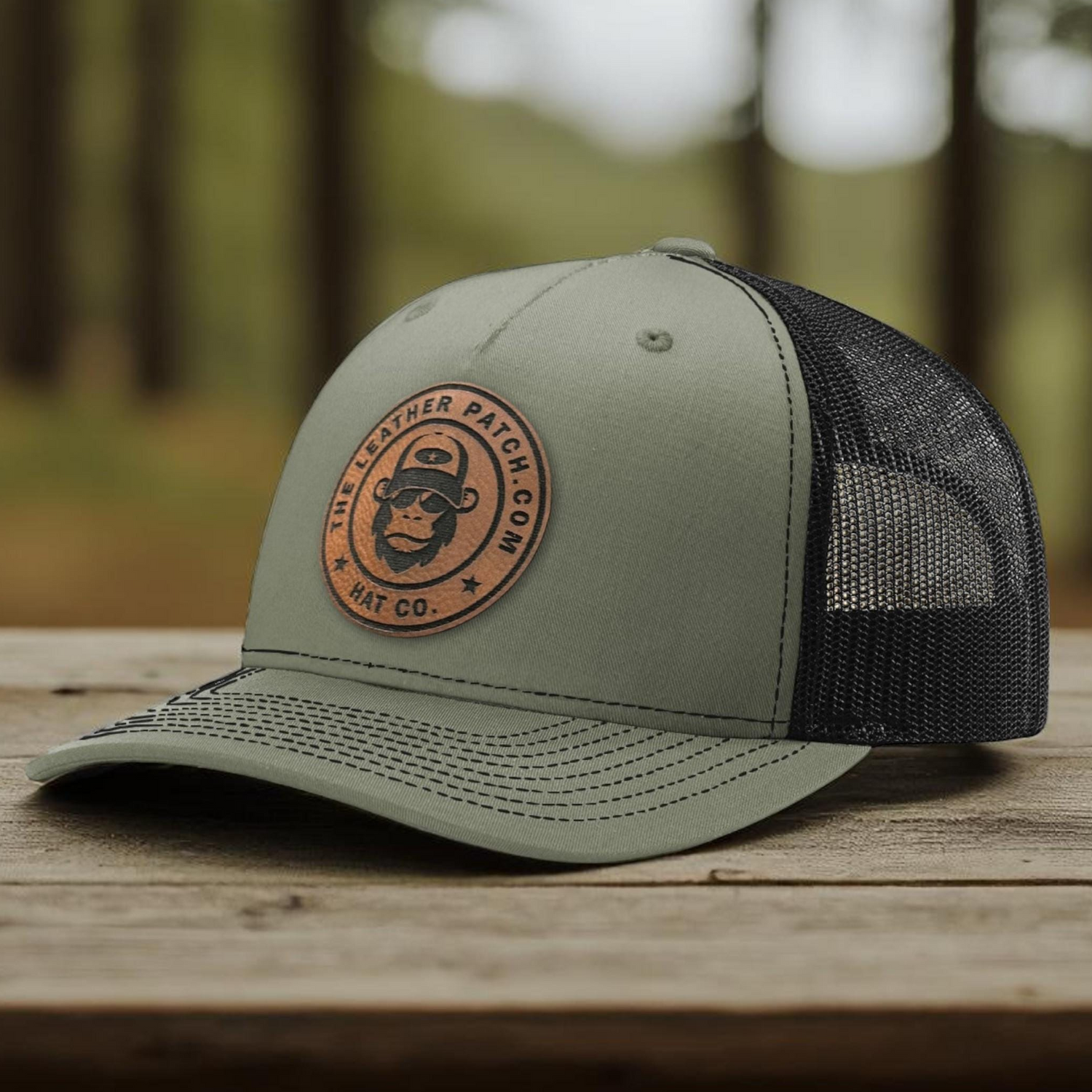 An application scenario or product detail of custom leather patch hats no minimum - Image 6