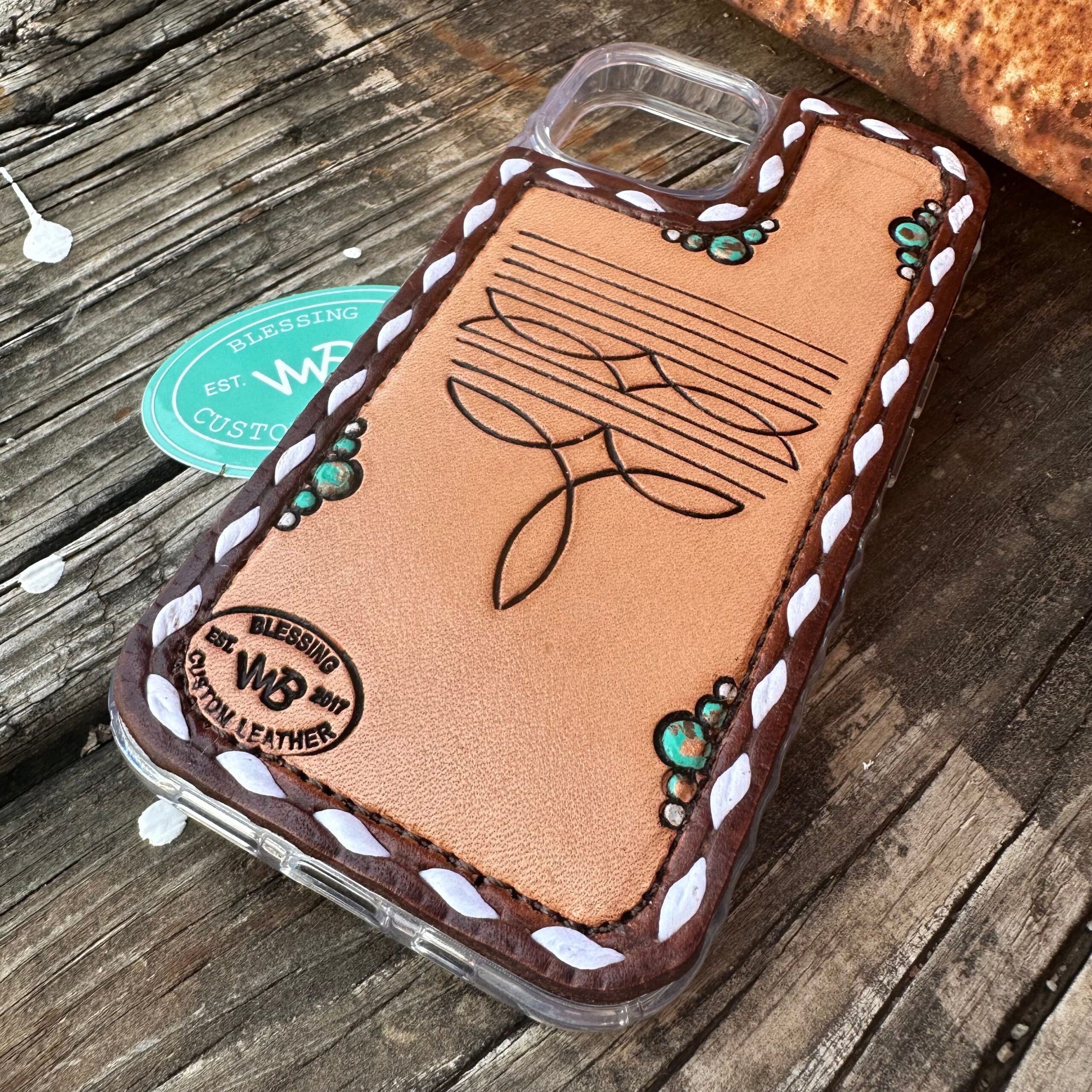 An application scenario or product detail of custom leather phone cases - Image 2