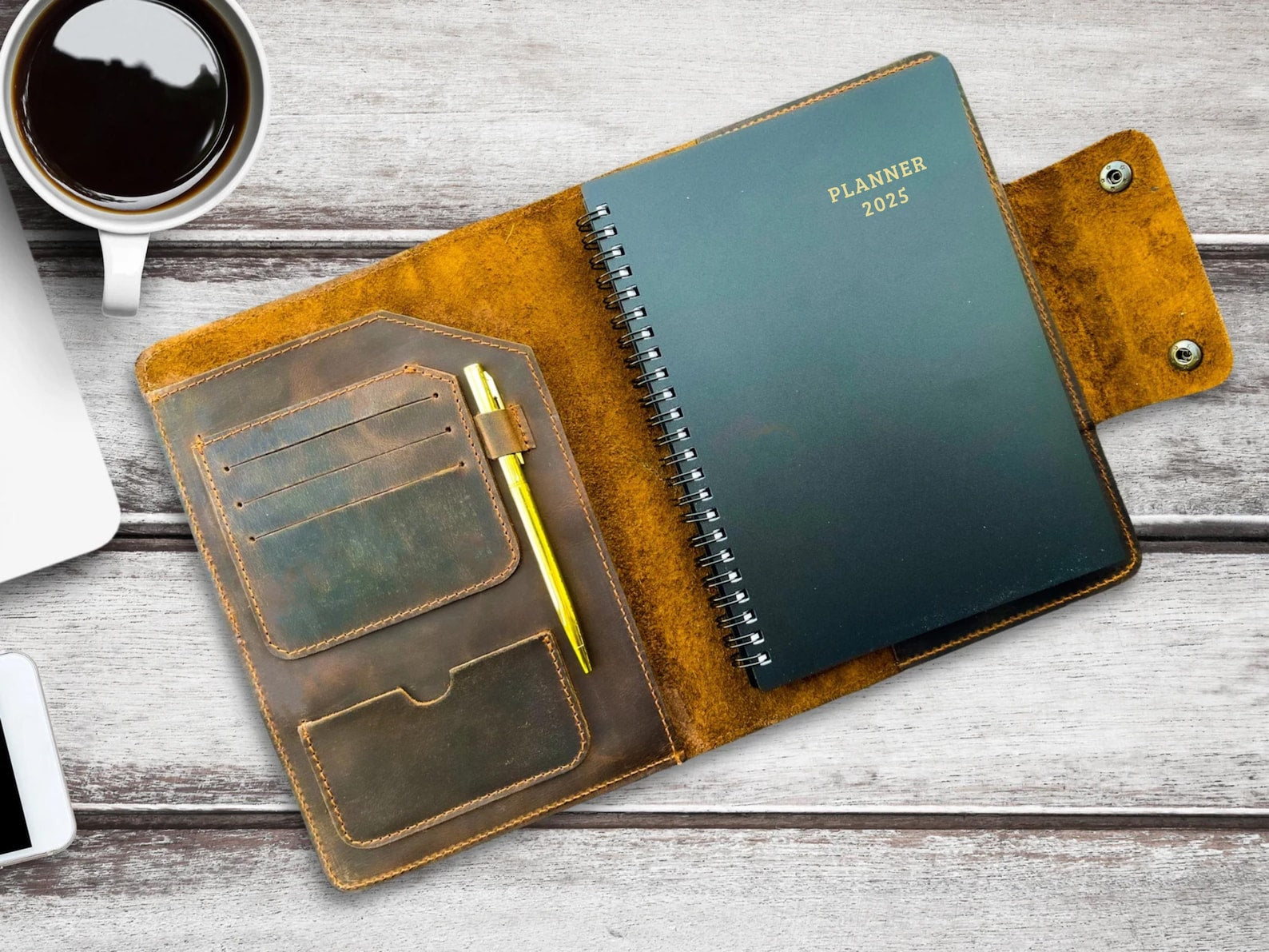 An application scenario or product detail of custom leather planner - Image 2